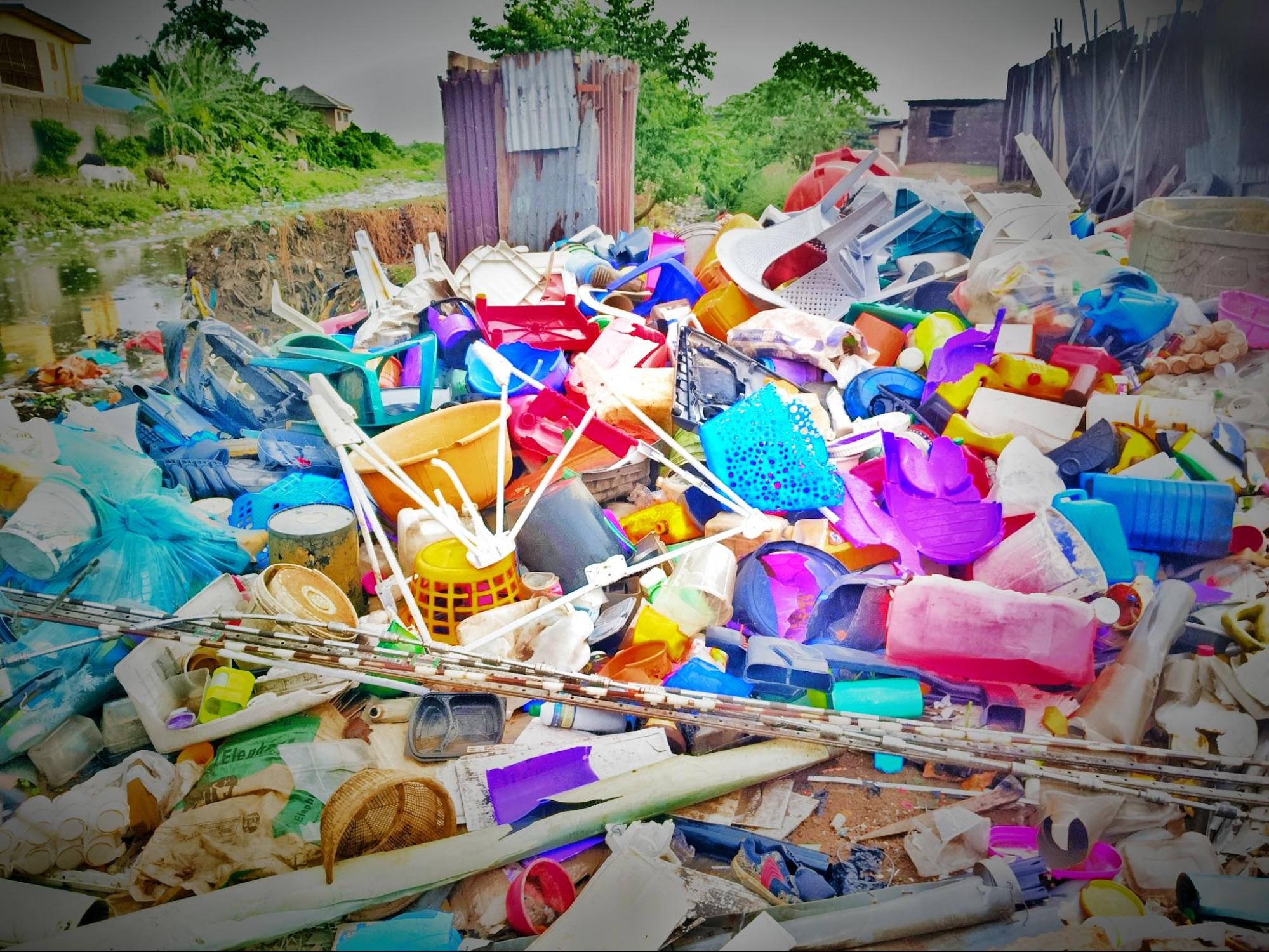 Pile of discarded plastic items (illustrative of materials challenge)